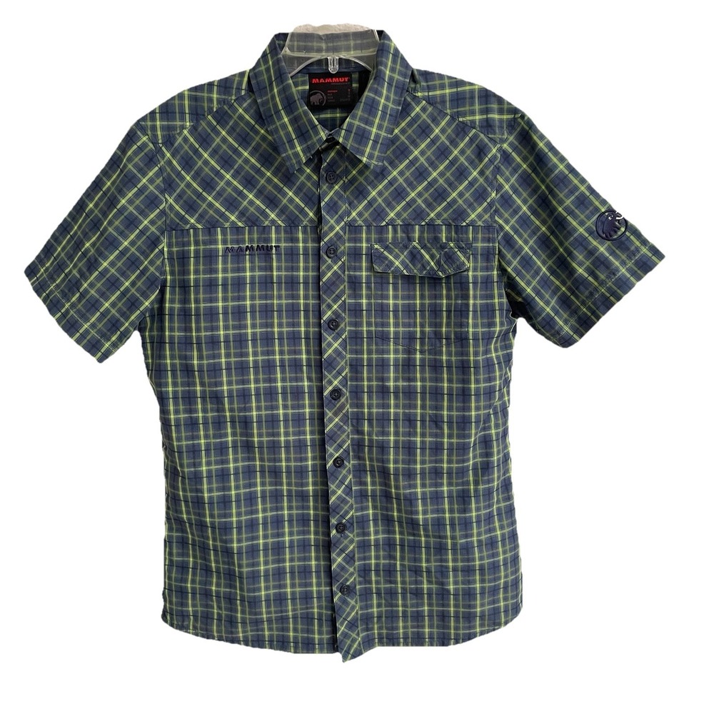 Mammut Asko Men's S Short Sleeve Plaid Button Up Shirt Multi Green Gorpcore